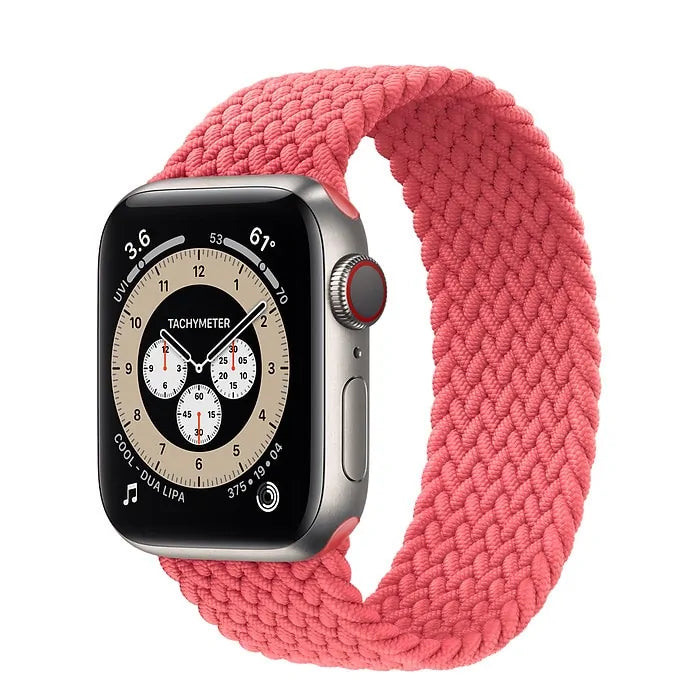 Geflochtenes Solo Loop-Nylonband für Apple Watch Series 3–6 und SE (Größen: 44 mm, 40 mm, 38 mm, 42 mm)