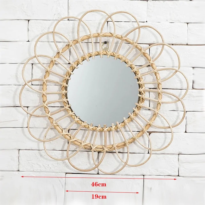 Precise Title: Rattan Round Wall Hang Makeup Mirror