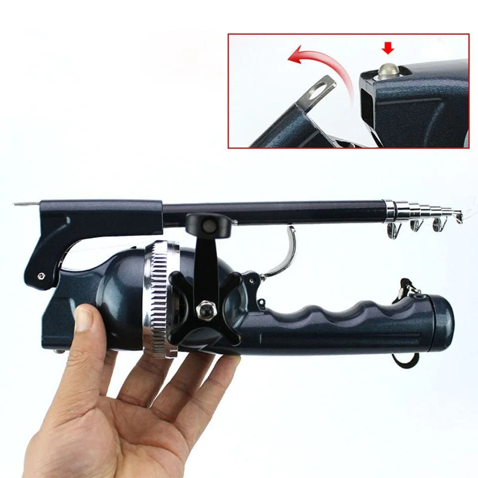 Portable Folding Telescopic Fishing Rod with Stainless Steel Built-in Reel