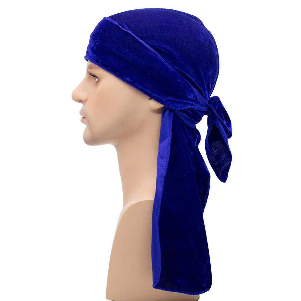 Einfarbige Durags aus Samt mit langem Schwanz