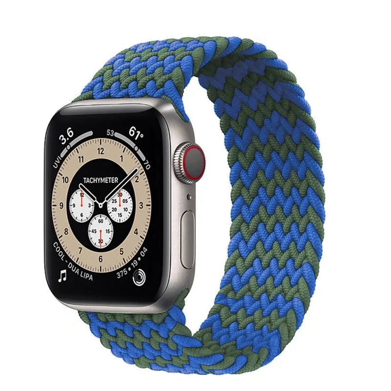 Geflochtenes Solo Loop-Nylonband für Apple Watch Series 3–6 und SE (Größen: 44 mm, 40 mm, 38 mm, 42 mm)