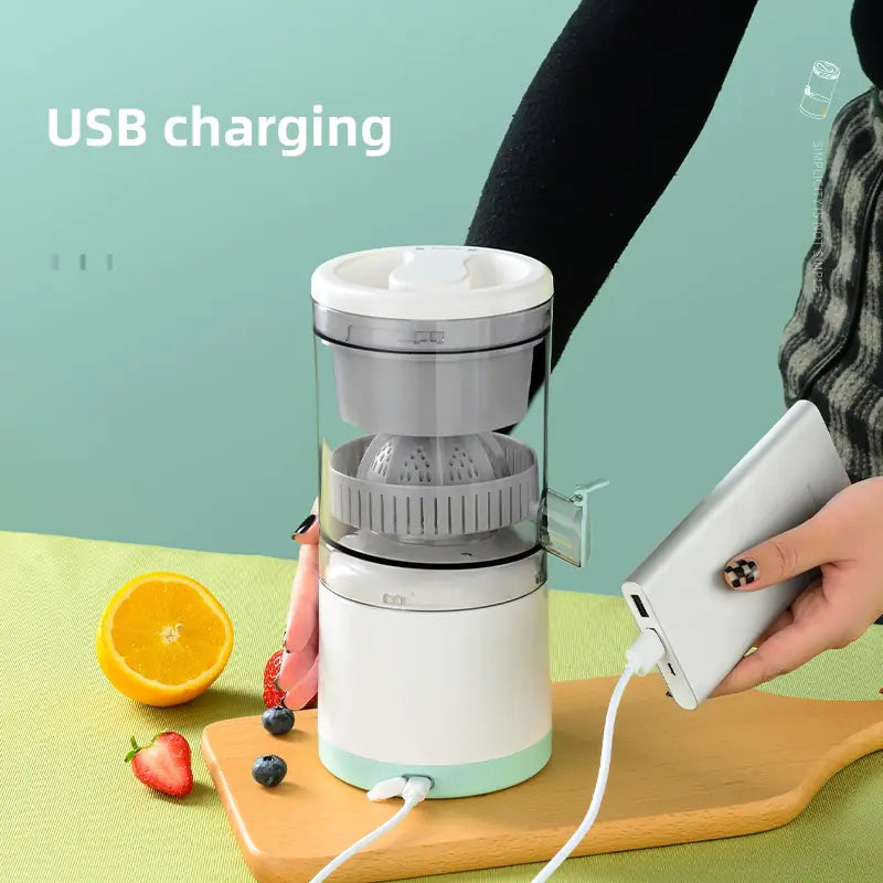 Kabelloser Slow Juicer, Orangen-Zitronen-Entsafter, USB-elektrischer Entsafter, Fruchtextraktor, tragbarer Entsafter, Druckentsafter für Zuhause, 7,4 V