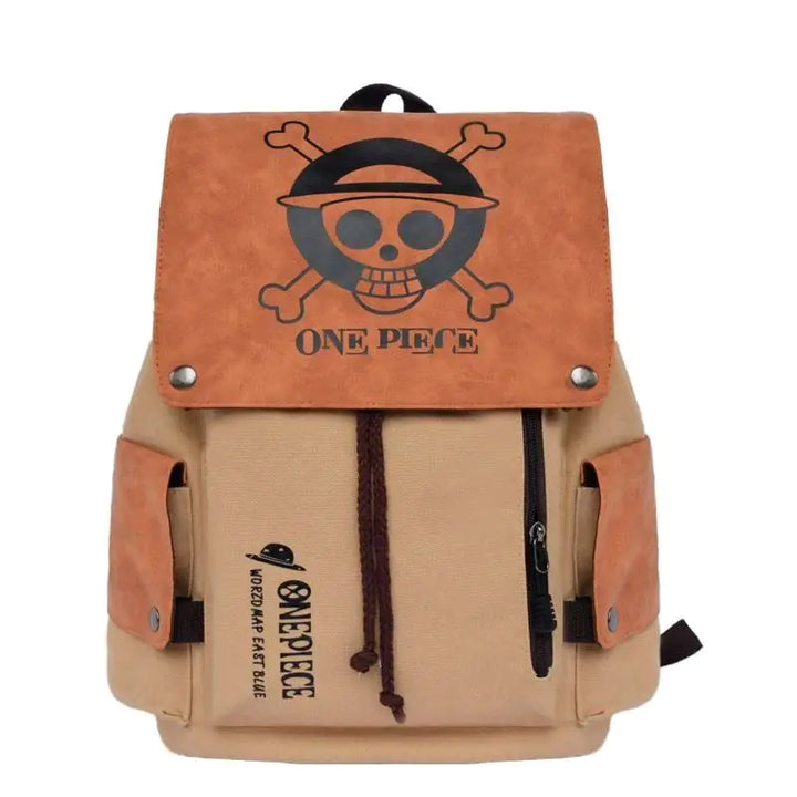 Rucksack mit Jolly Roger-Motiv aus Stroh