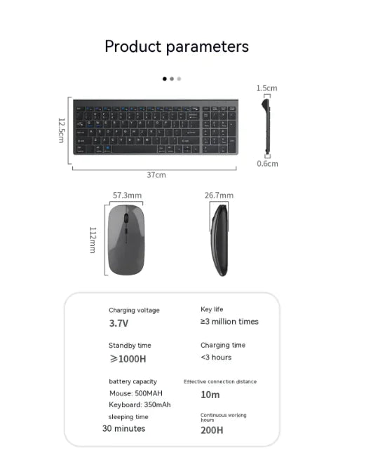 Bluetooth Dual-Mode Rechargeable Keyboard & Mouse Set