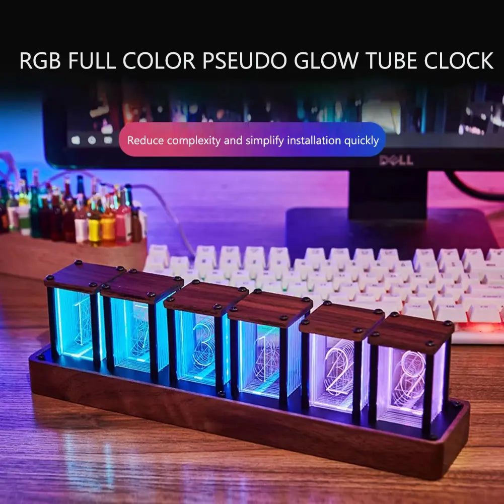 WiFi RGB Nixie Glow Tube Clock LED Digital Table Ornament