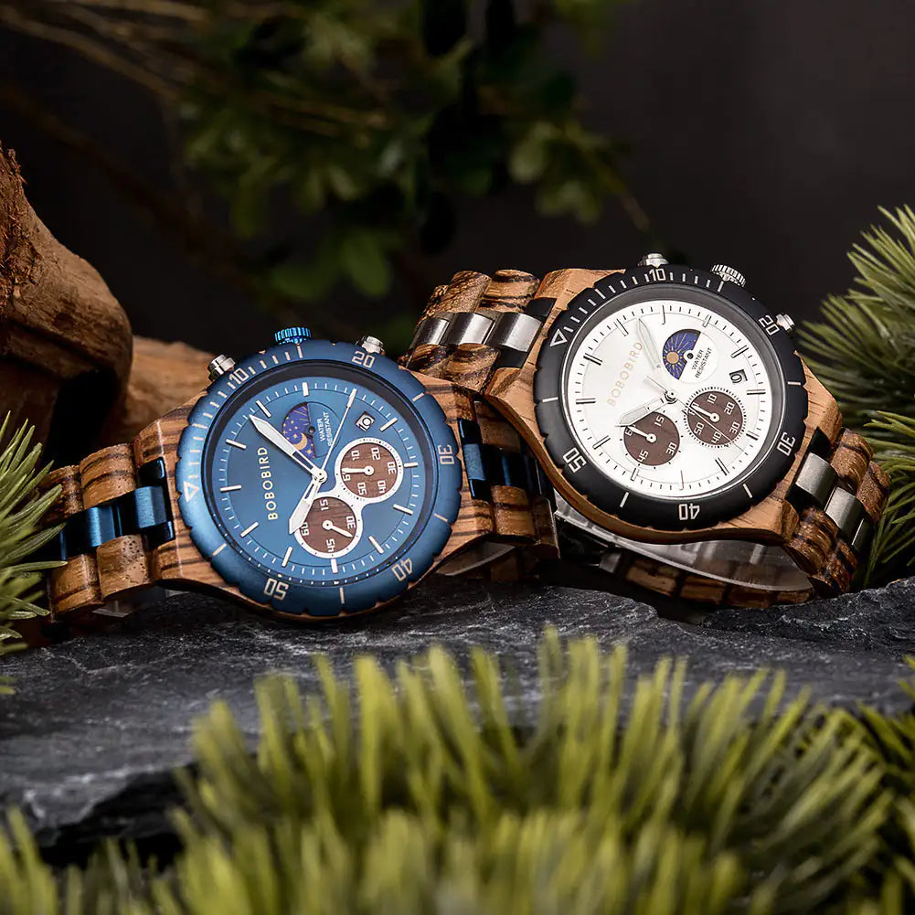 Luxuriöse Chronographenuhr aus Holz für Herren