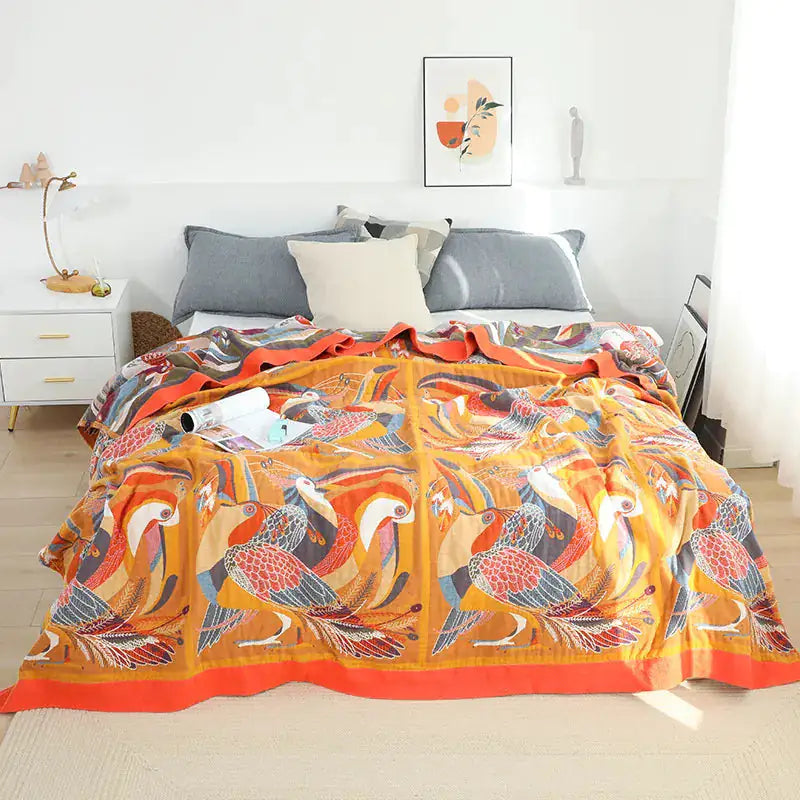 Throw Blanket Bedspread Tropical Garden