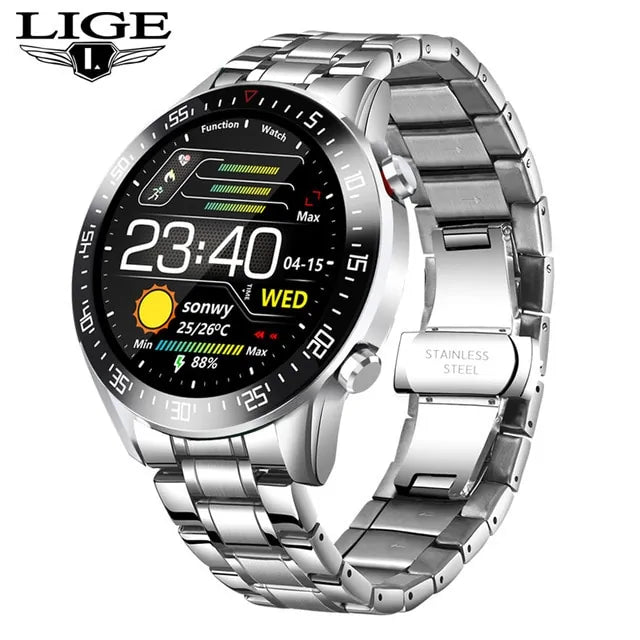 LIGE 2021 New Steel Band Smart Watch