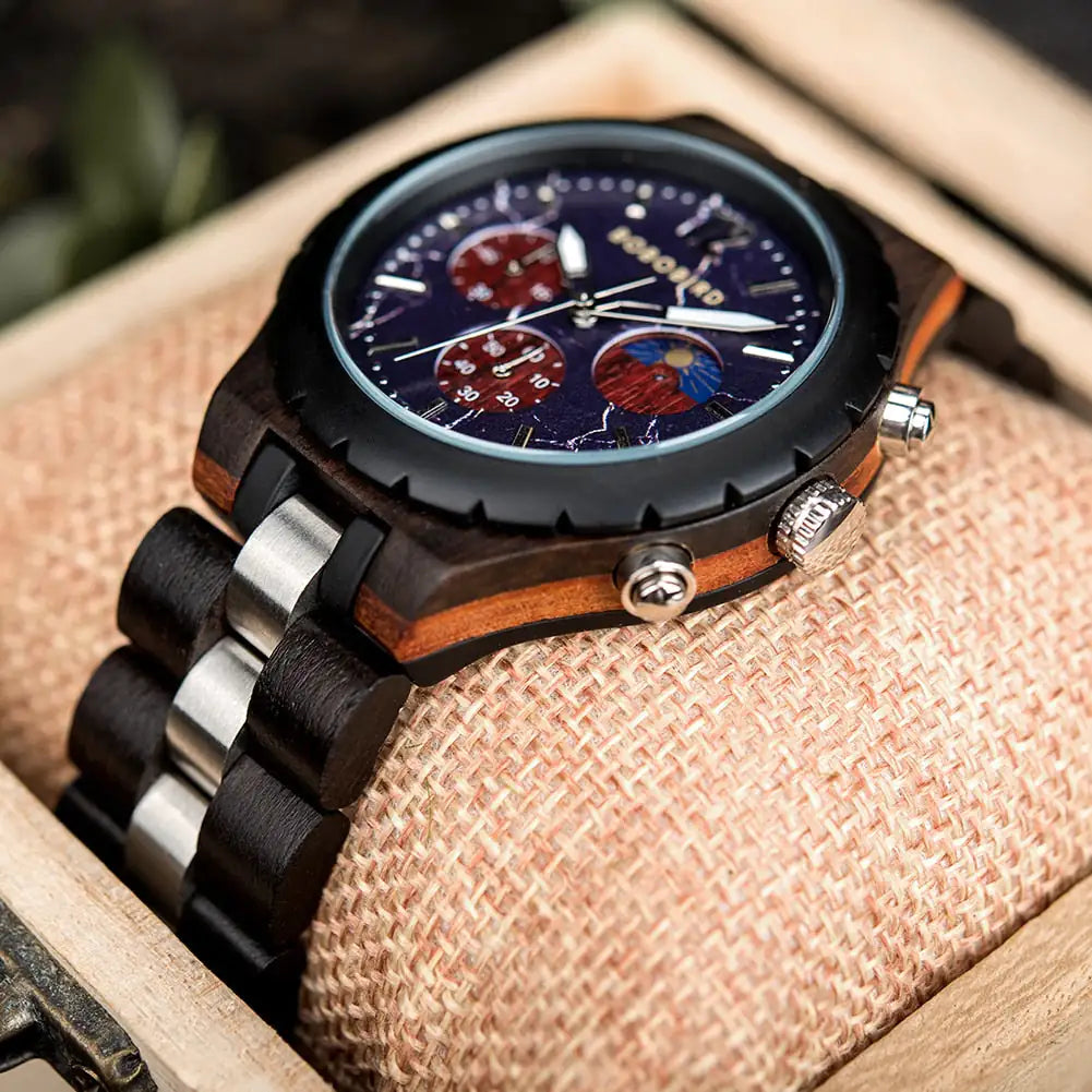 Luxuriöse Chronographenuhr aus Holz für Herren