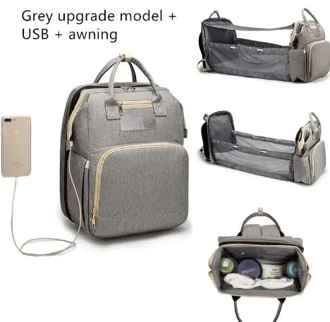 Foldable bed diaper bag