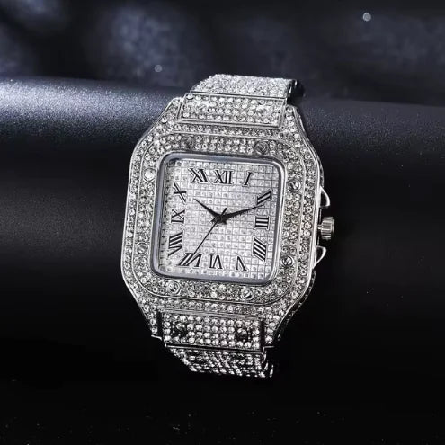 Unisex-Armbanduhr mit Iced Moissanite Bust Down