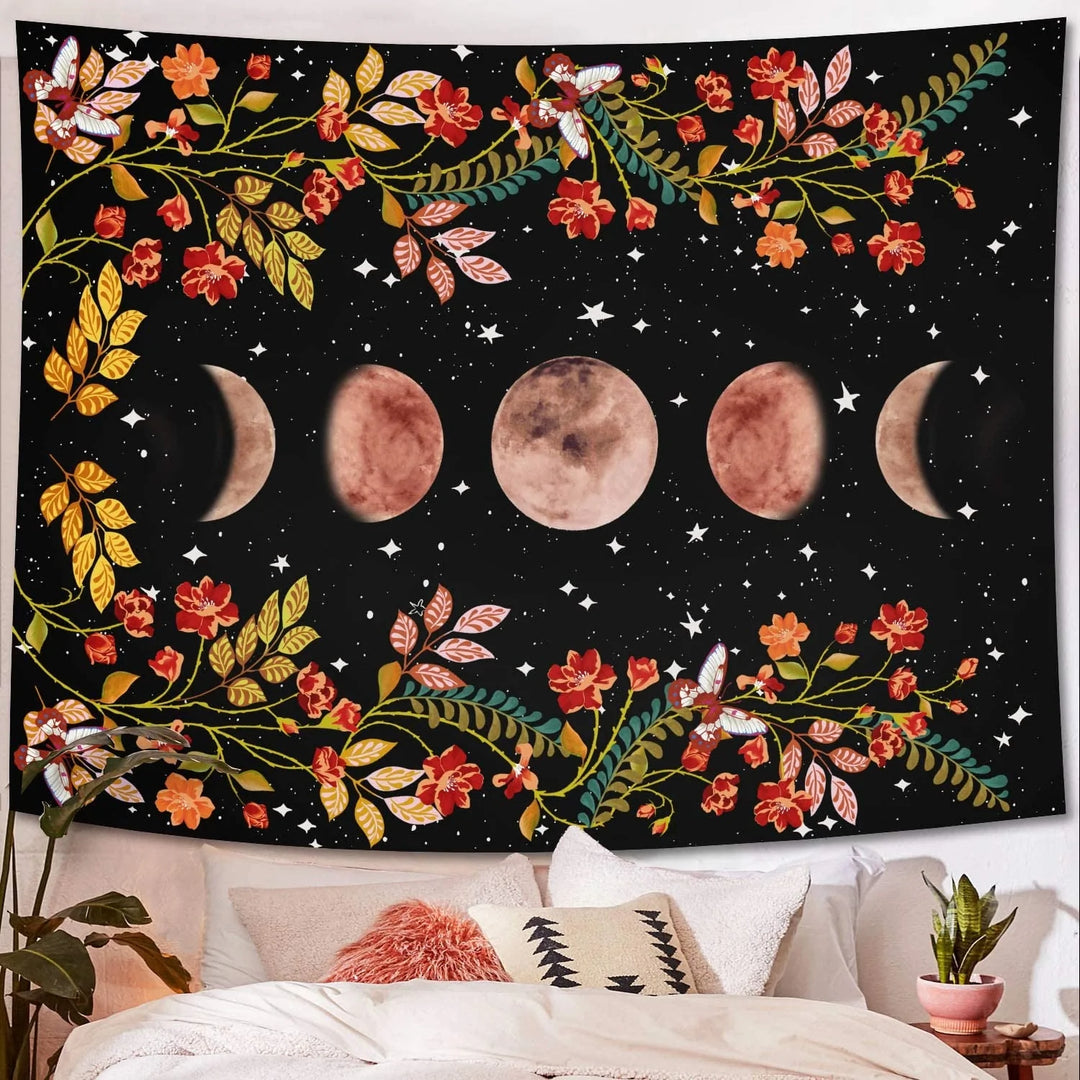 Psychedelic Moon Starry Tapestry