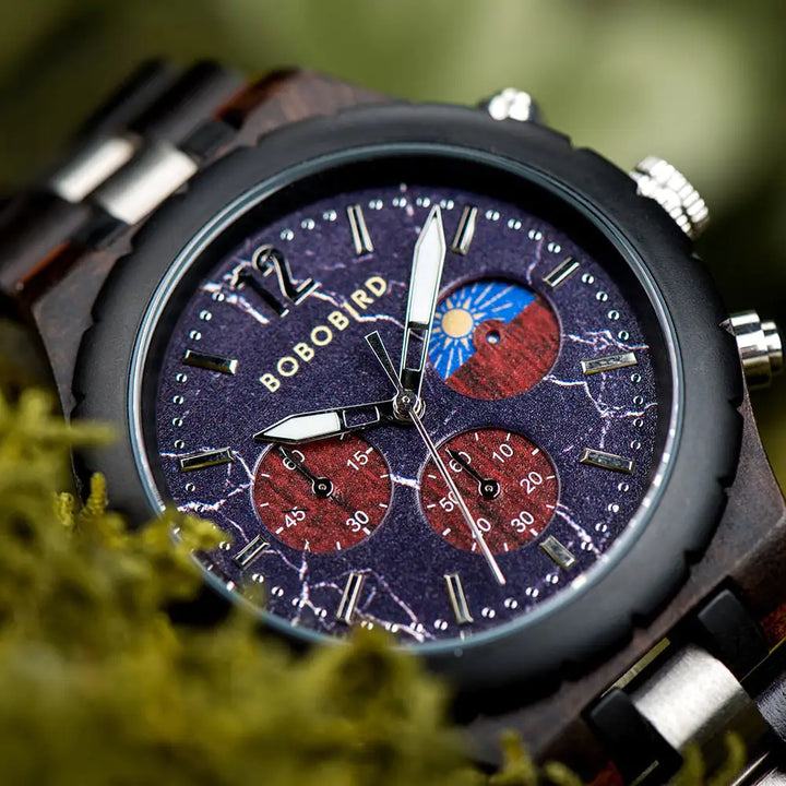 Luxuriöse Chronographenuhr aus Holz für Herren