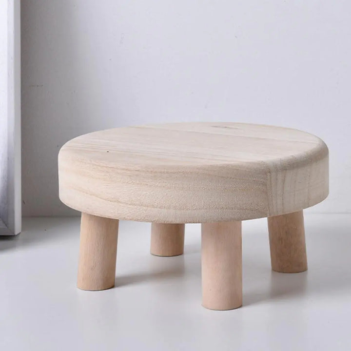 Round Polished Small Wooden Stool