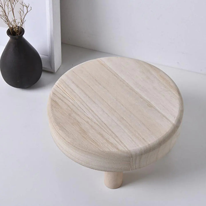 Round Polished Small Wooden Stool