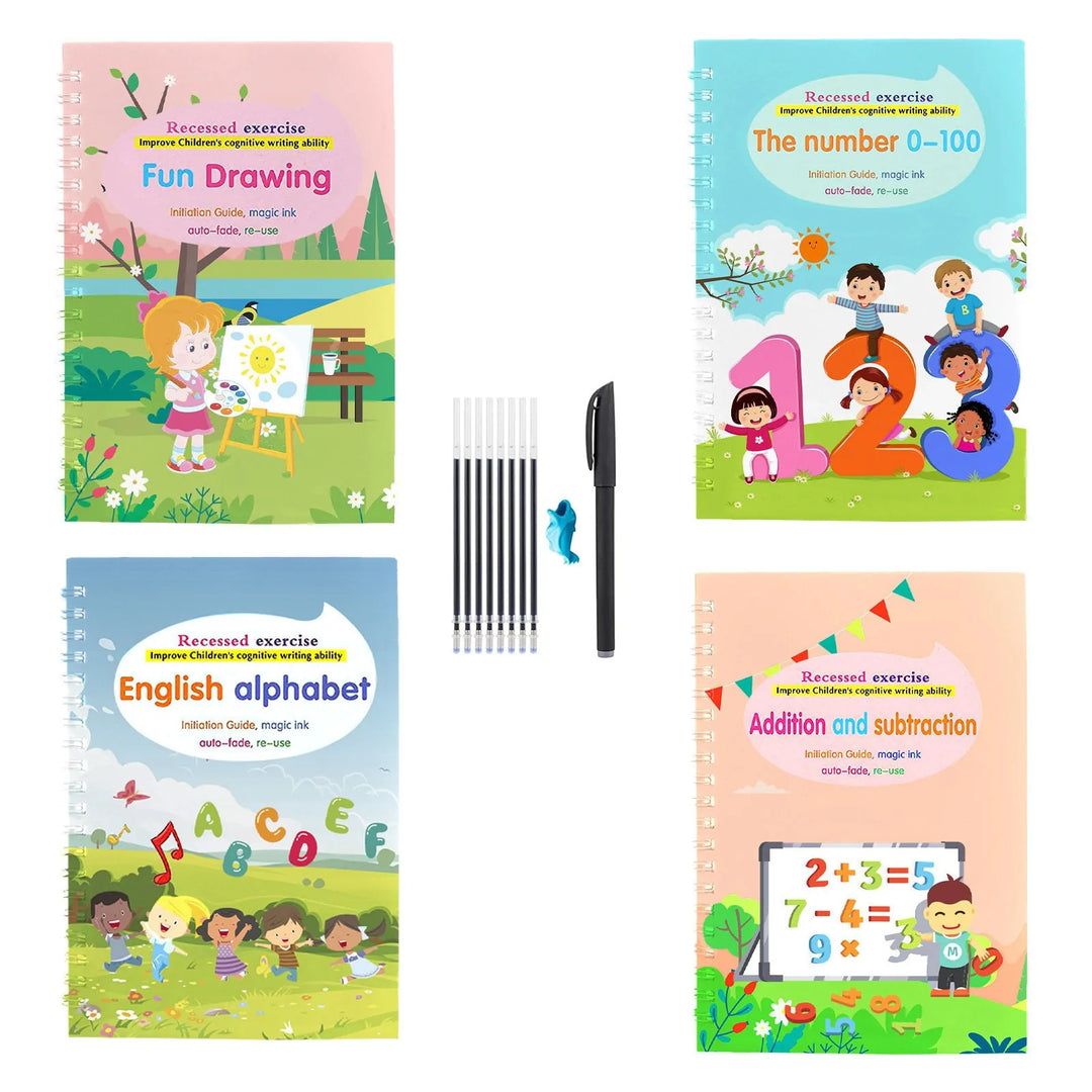 Children's Handwriting Tracing Book Set with Magic Practice Copybook and Pen