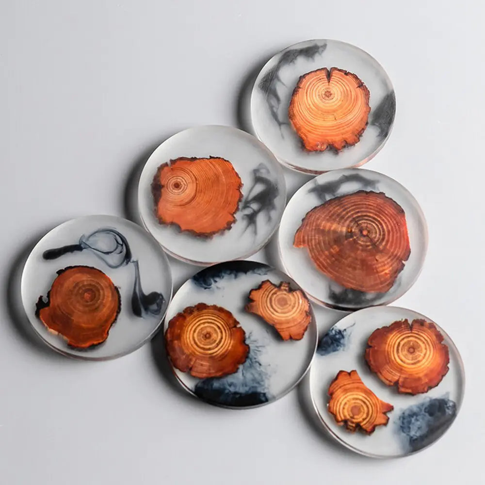 Resin Pine Coasters: 6-Piece Set