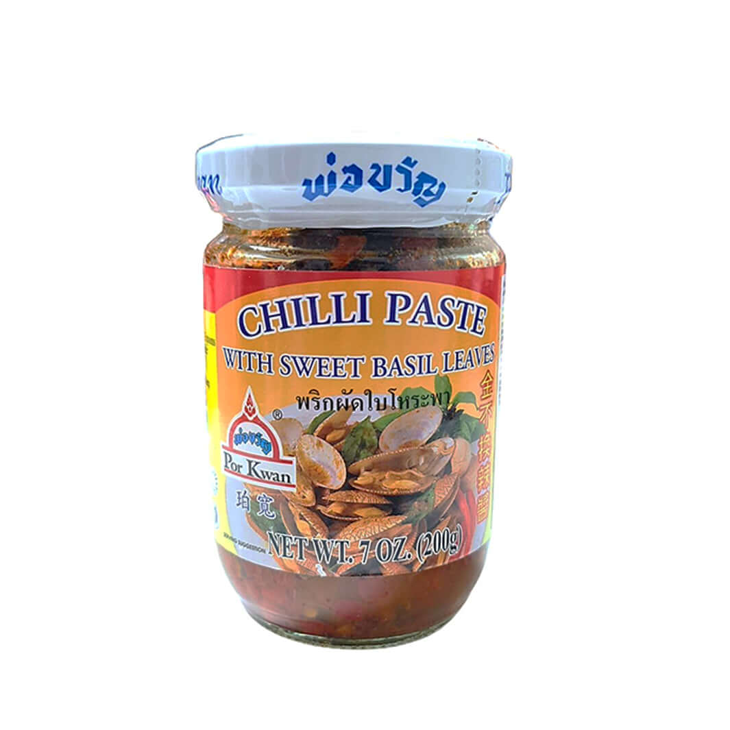 Por Kwan Chilipaste mit süßen Basilikumblättern 200g 