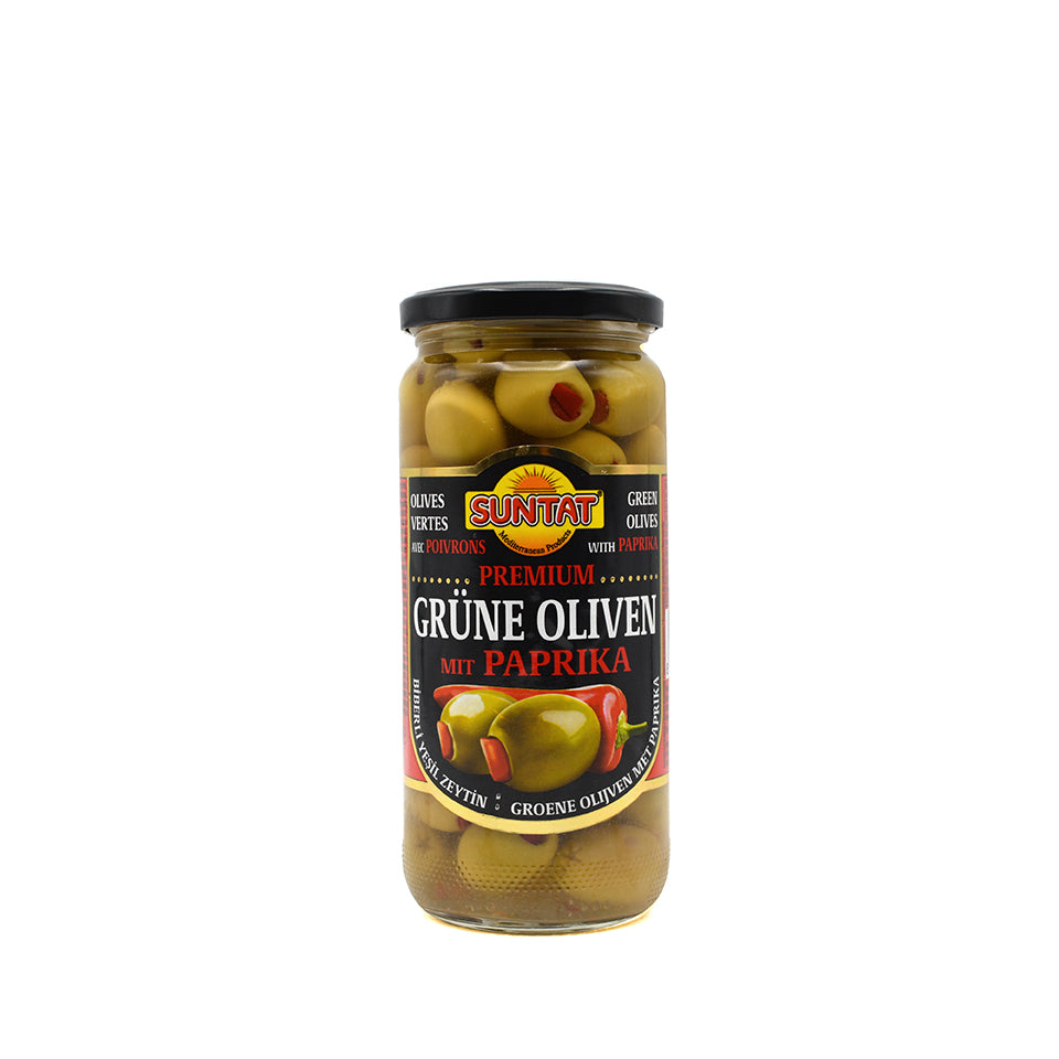 Suntat Green Olives with Paprika 485g